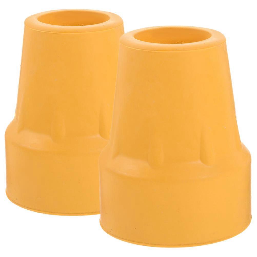 Yellow Nonskid Cane Tips Replacement for Walking Stick Ends 2Pcs
