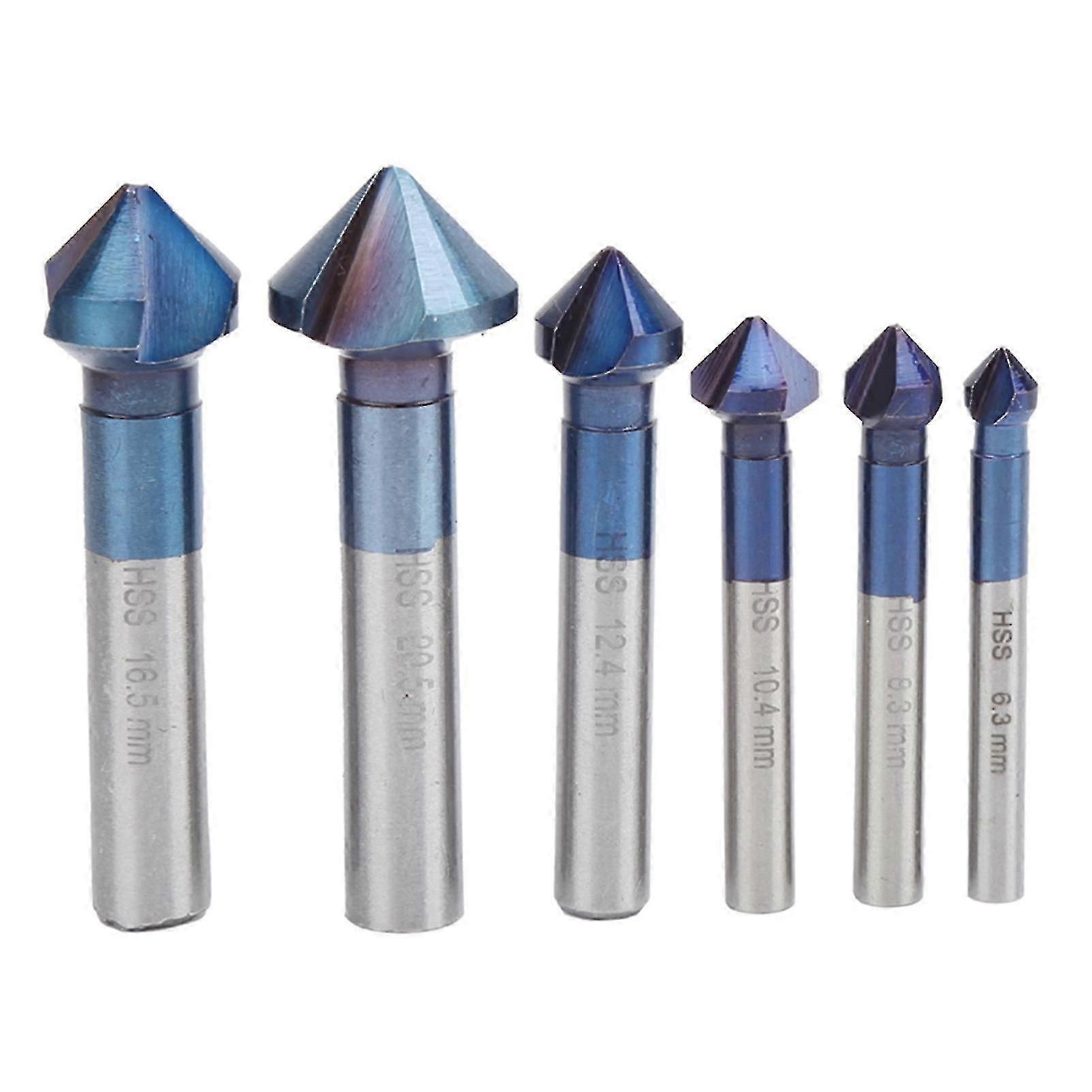 6pcs Chamfering End Mill Cutter Drill Bit Chamfer Tungsten Steel Deburring Tool Bit