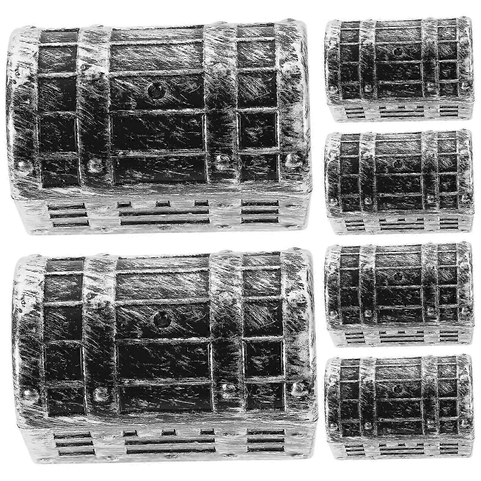 Pirate Treasure Chest Multi-Functional Storage Boxes for Storage Use 6Pcs Silver Plastic