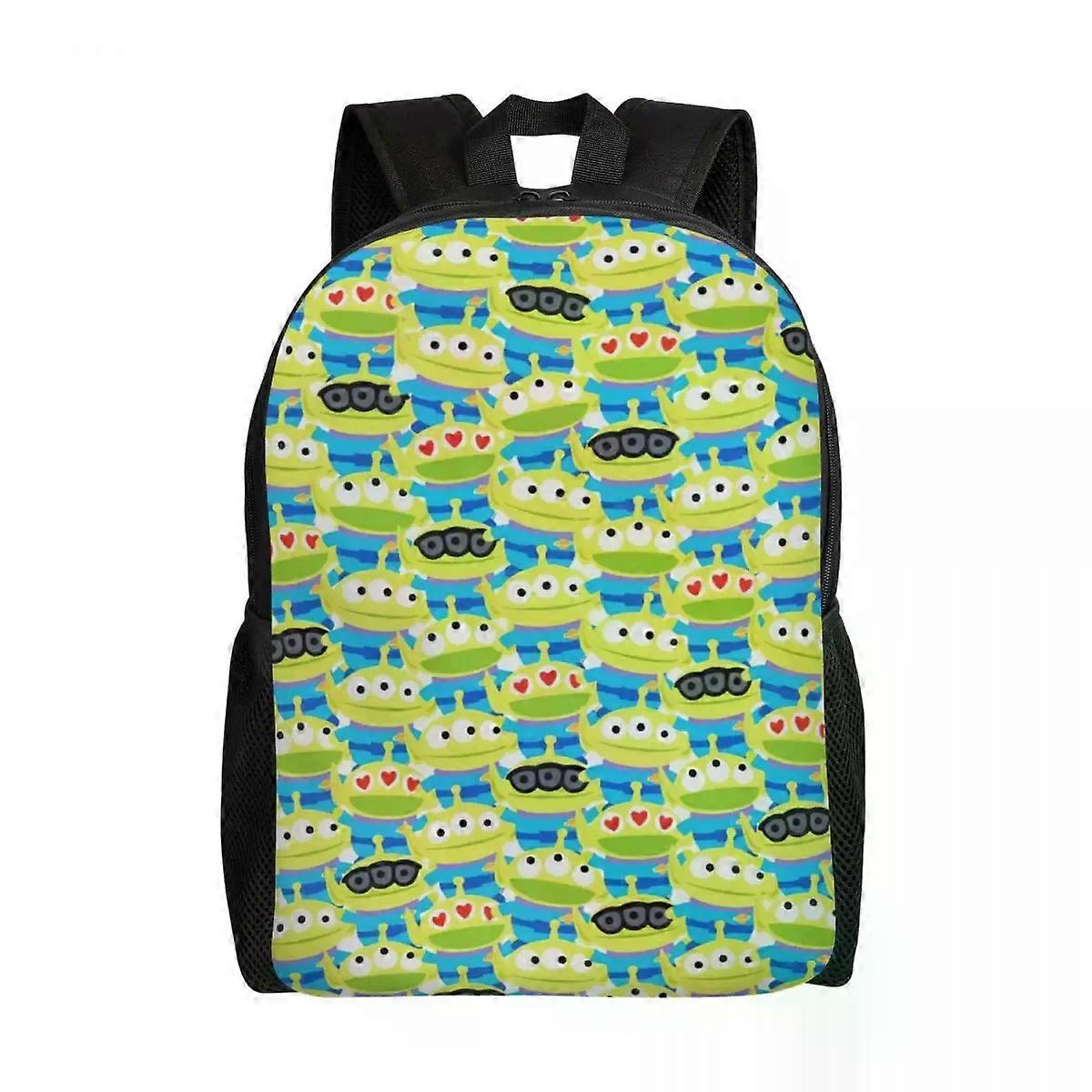 LA443 Toy Story Green Aliens Cartoon Backpack for Men Women School College Students Bookbag Fits 15 Inch Laptop Bags
