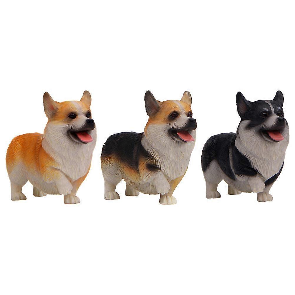 Simulation Dog Model Corgi Dog Model for Decor with 6Pcs Artificial Figures