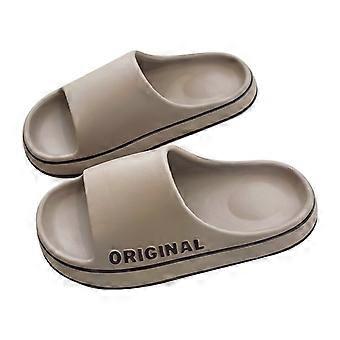 Feslishoet Vrouwen Brief Slippers Strand Glijbanen Effen Kleur Mens Dikke Zool Indoor Badkamer Anti Slip Schoenen Zomer Paar Sandalen