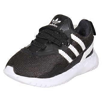 Boys Adidas Slip On Running-Inspired Trainers Originals Flex EL I - Black Textile - UK Size 9.5 - EU Size 27 - US Size 10