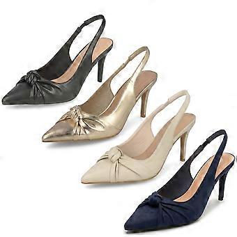 Ladies Anne Michelle Pointed Toe High Heel Shoes F90147 - Gold Synthetic - UK Size 8 - EU Size 41 - US Size 10