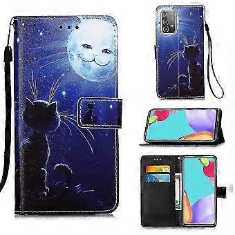 Compatible With Samsung Galaxy A52 5g/ 4g Case Leather Flip Wallet Cover With Card Slot Holder Kickstand Pattern - Cat And Sun