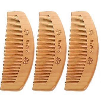 3pcs Wood Anti-static Comb Hairdressing Comb Portable Wood Combs for Home Dorm