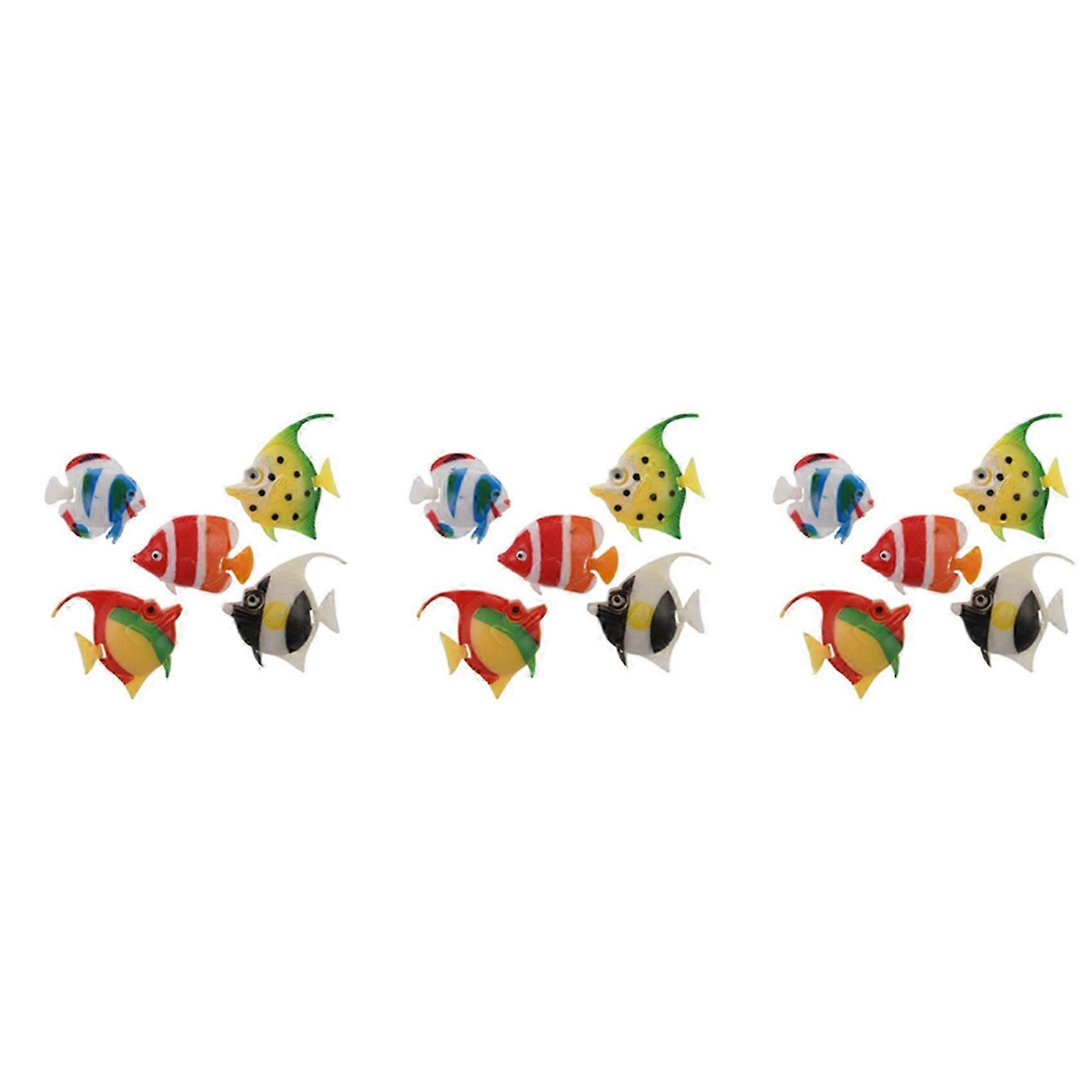Artificial Multi-Colored Plastic Fish Ornament 15Pcs compatible with Aquarium