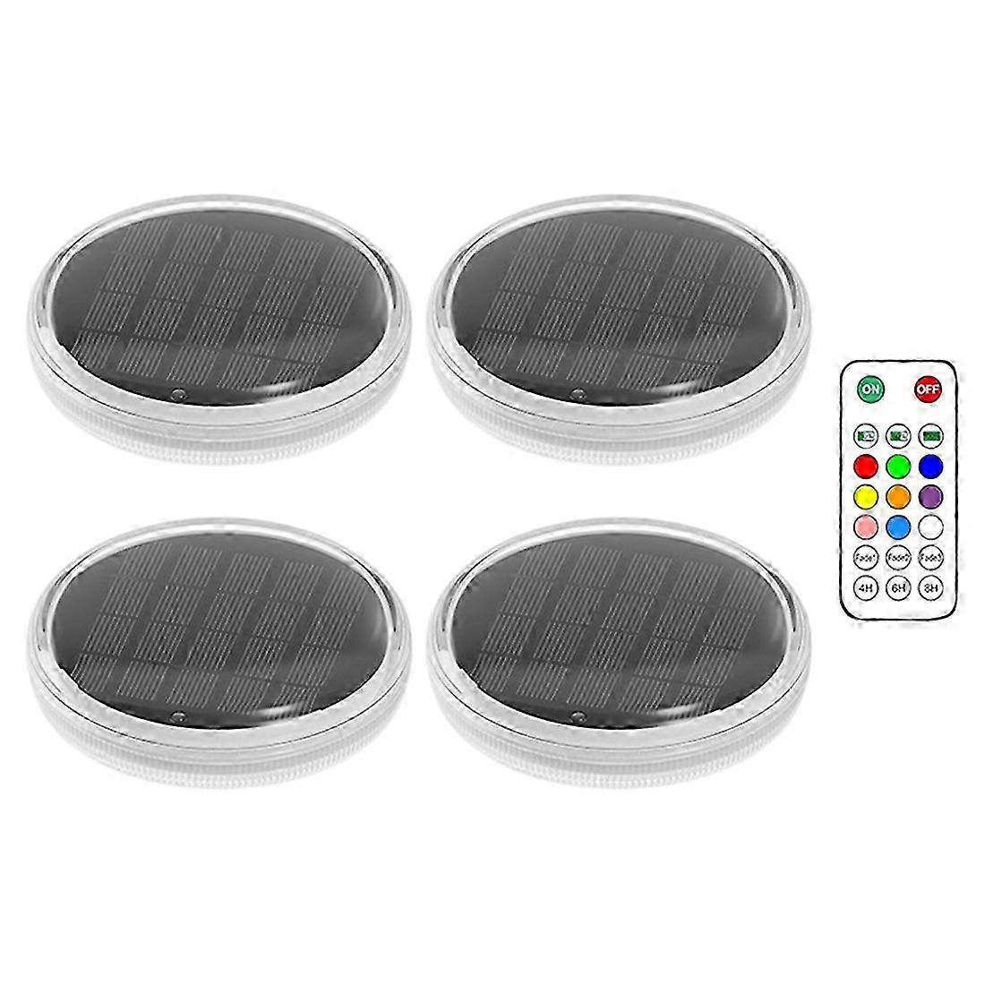 Solar Rechargeable Floating Pool Lights(4 Pack), Pool Lights That Float with Remote Control, 7 Lighting, Timing Mode