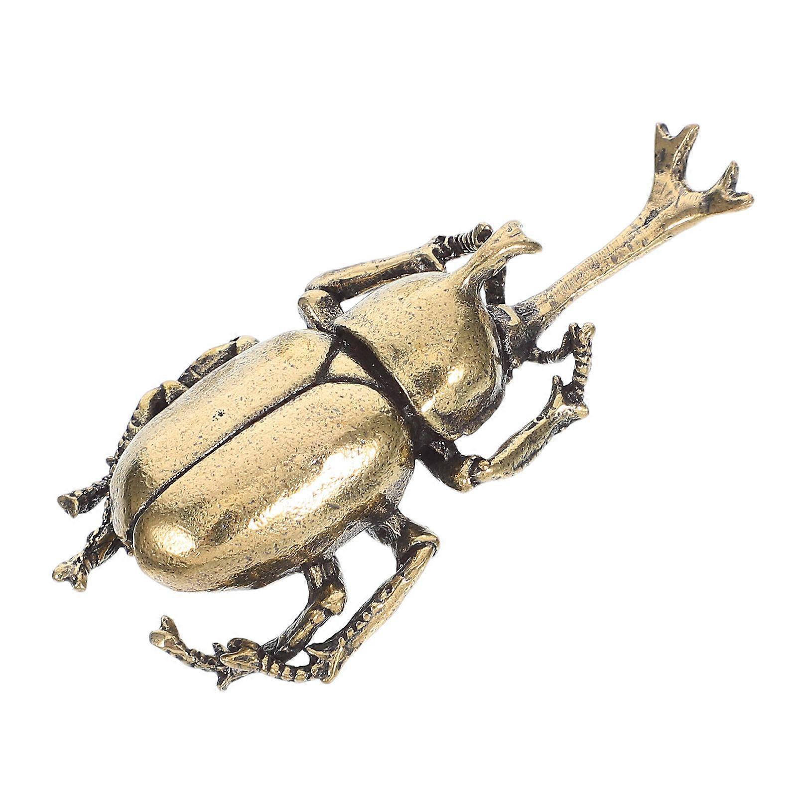 Solid Brass Decor Simulation Beetle Decorations Brass Beetle Miniature Insect Figurine