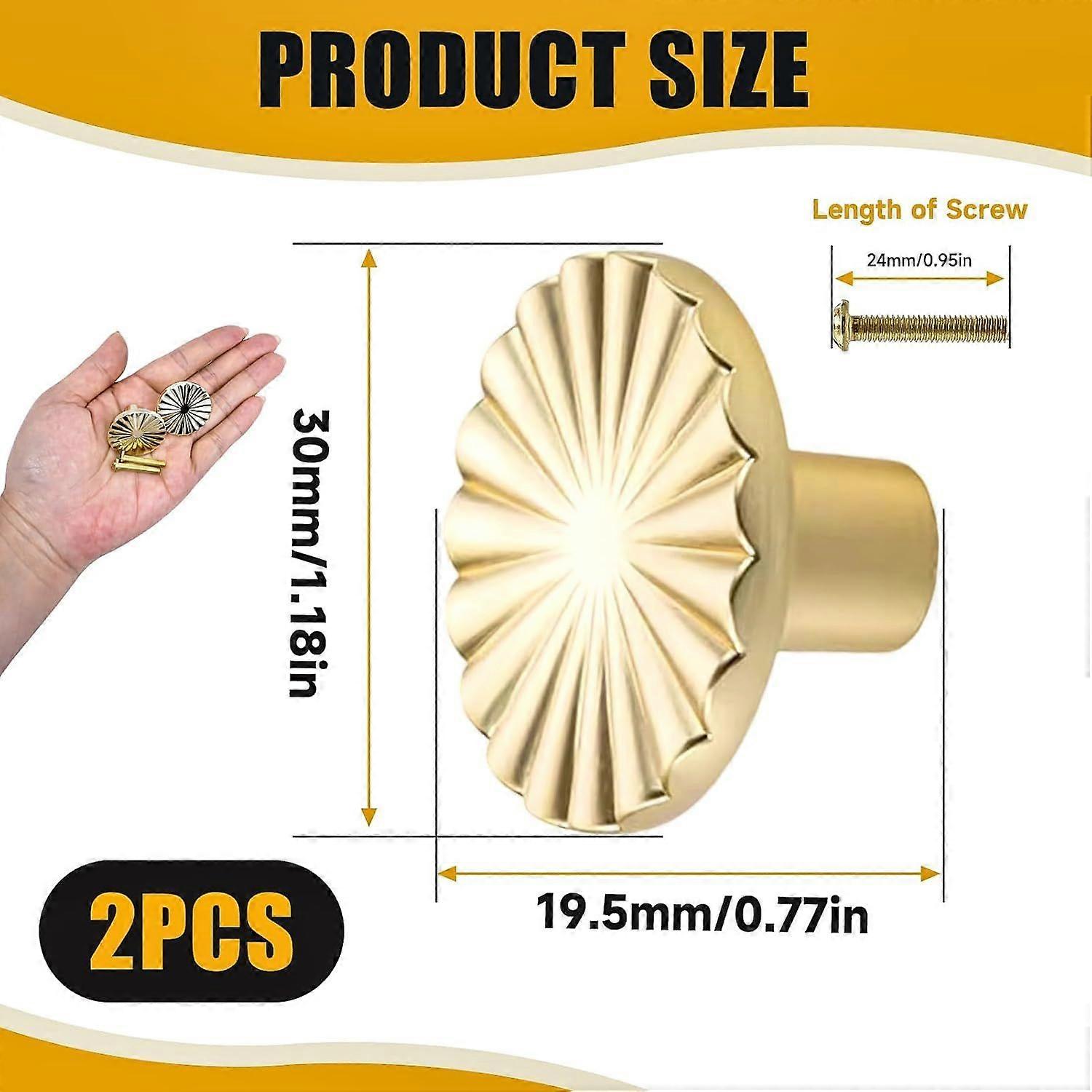 2 Pack Gold Cabinet Knobs Brushed Gold Knobs Doors Handles
