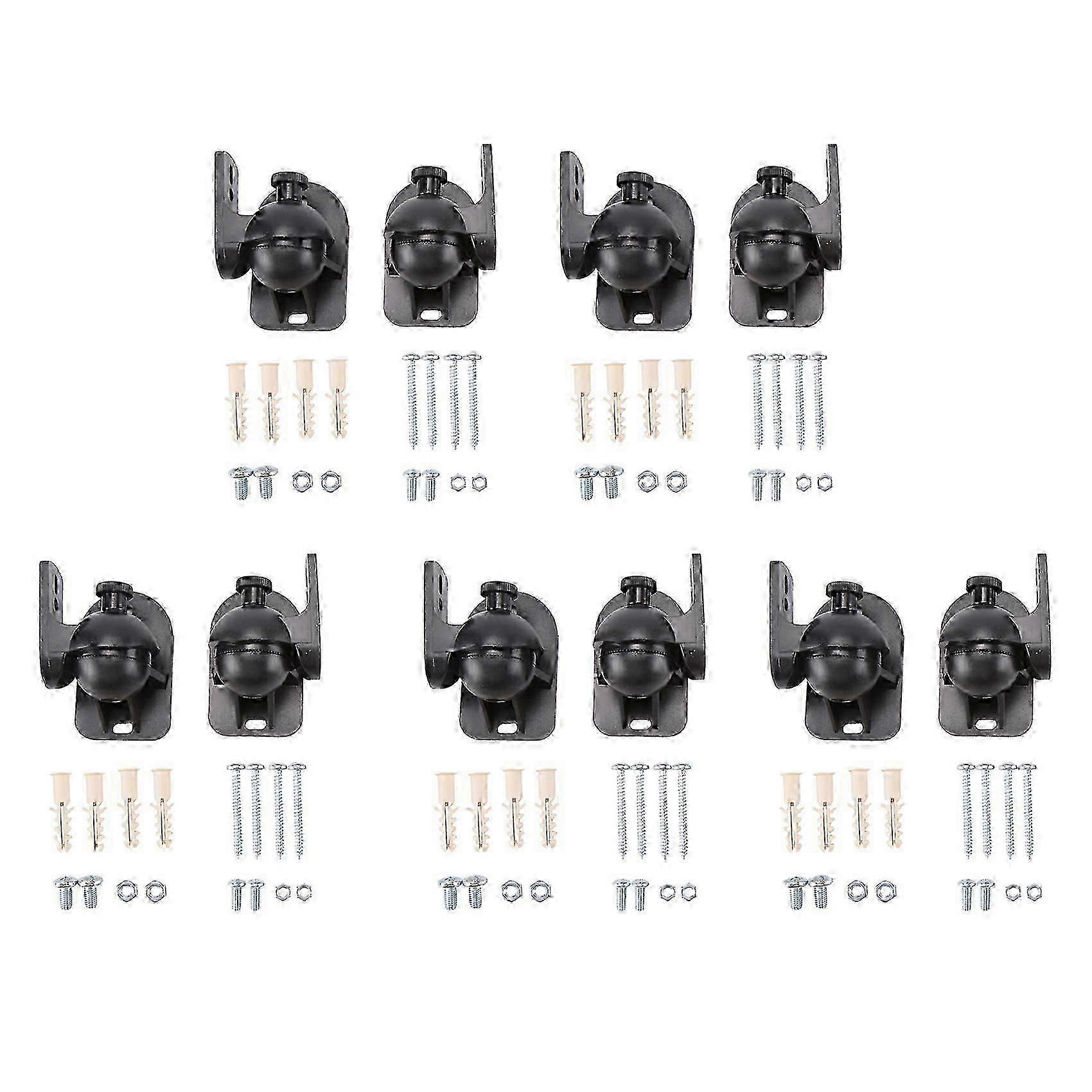 Universal Rotatable Speaker Wall Mount Stand Bracket 5 Pair Black