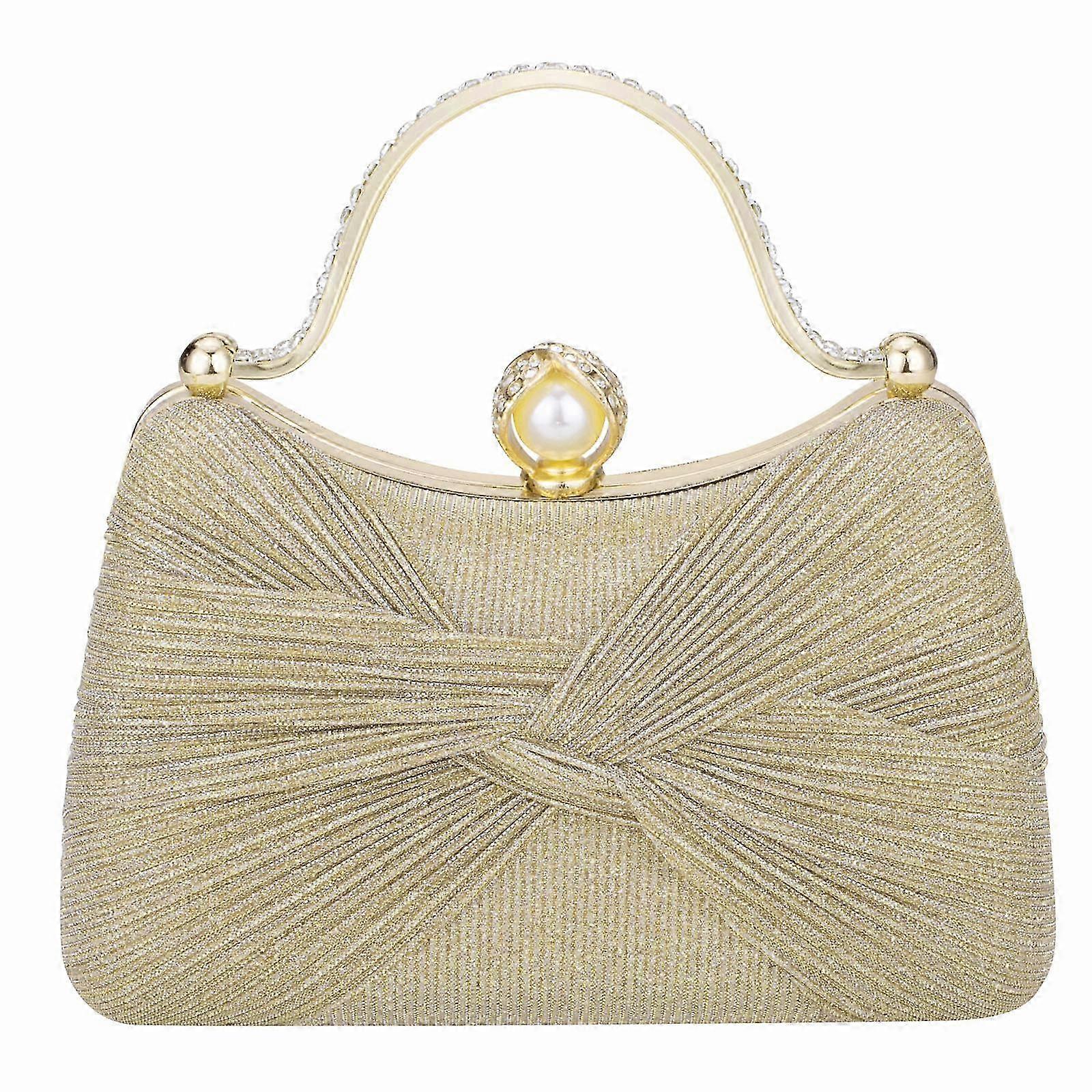 Golden Structured Evening Crossbody