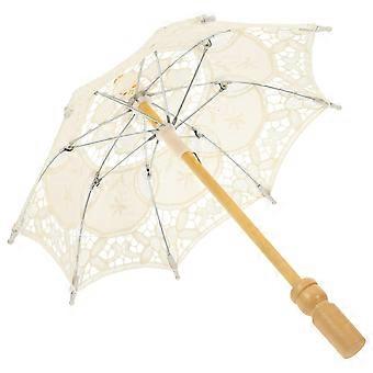 Kinderparaplu met kant en borduurwerk, decoratieve parasol, 3-delige set
