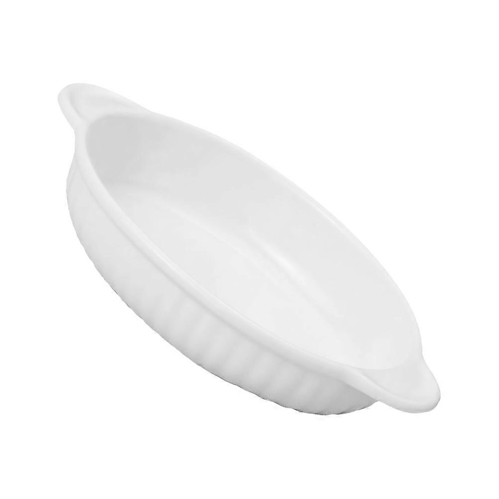 Ceramic Bakeware Baking Tray for Baking Use 4Pcs White with Double Handles