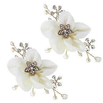 Wedding Flower Shoe Buckle Bride Shoe Clip Decoration 1Pair in White