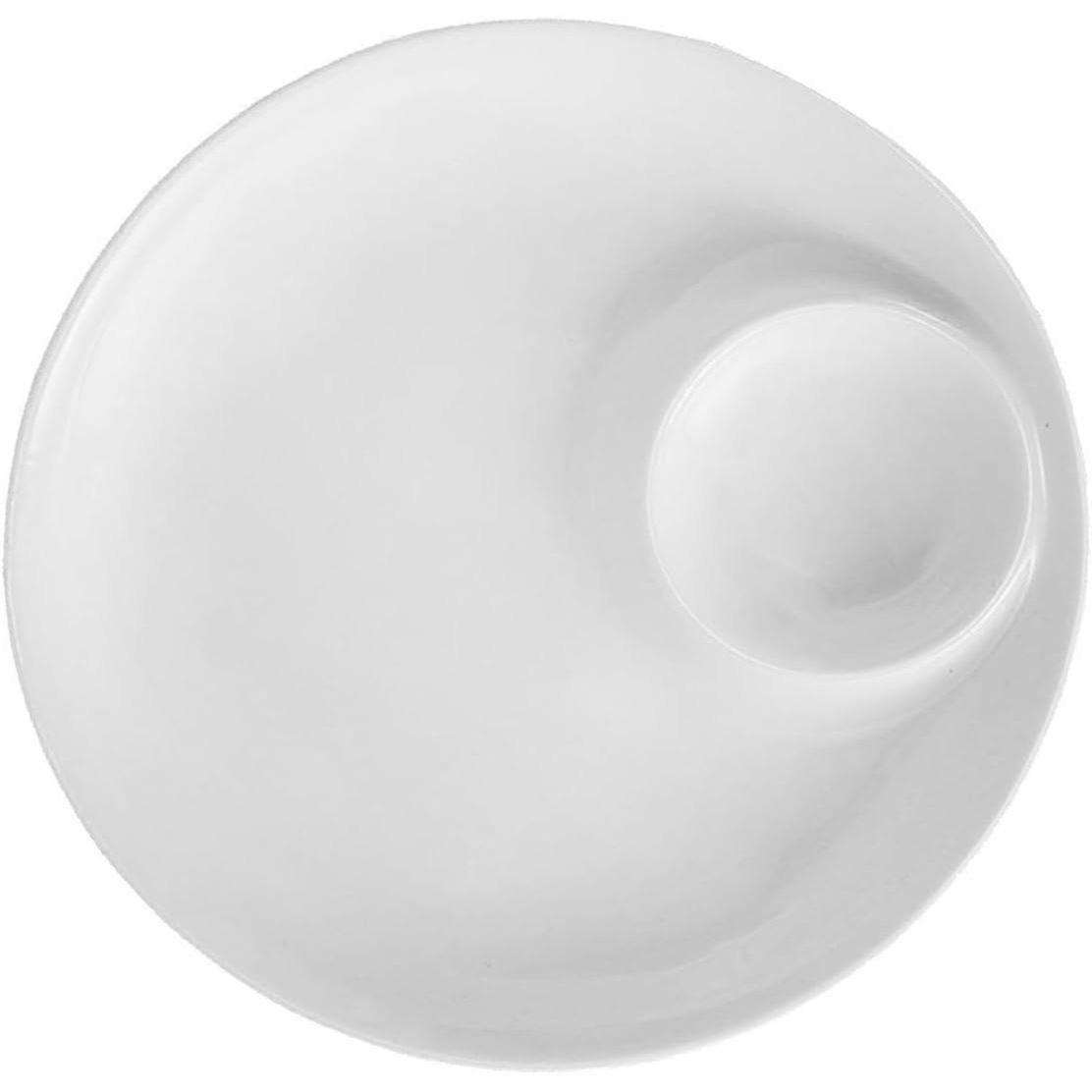 Ceramic Dumpling Dish Round Serving Plate 9 Inch White
