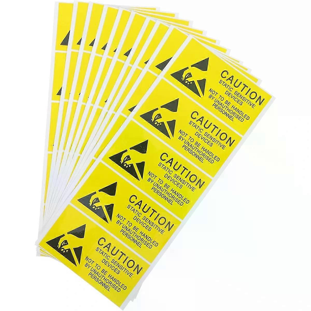 50pcs ESD Caution Sticker for Electronic Devices, Yellow PVC