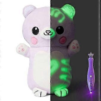Light Up Glow Drawing Plush Toy with Magic Pen Interactive Cuddly Stuffed Animal Gift for Kids Boys Girls_H