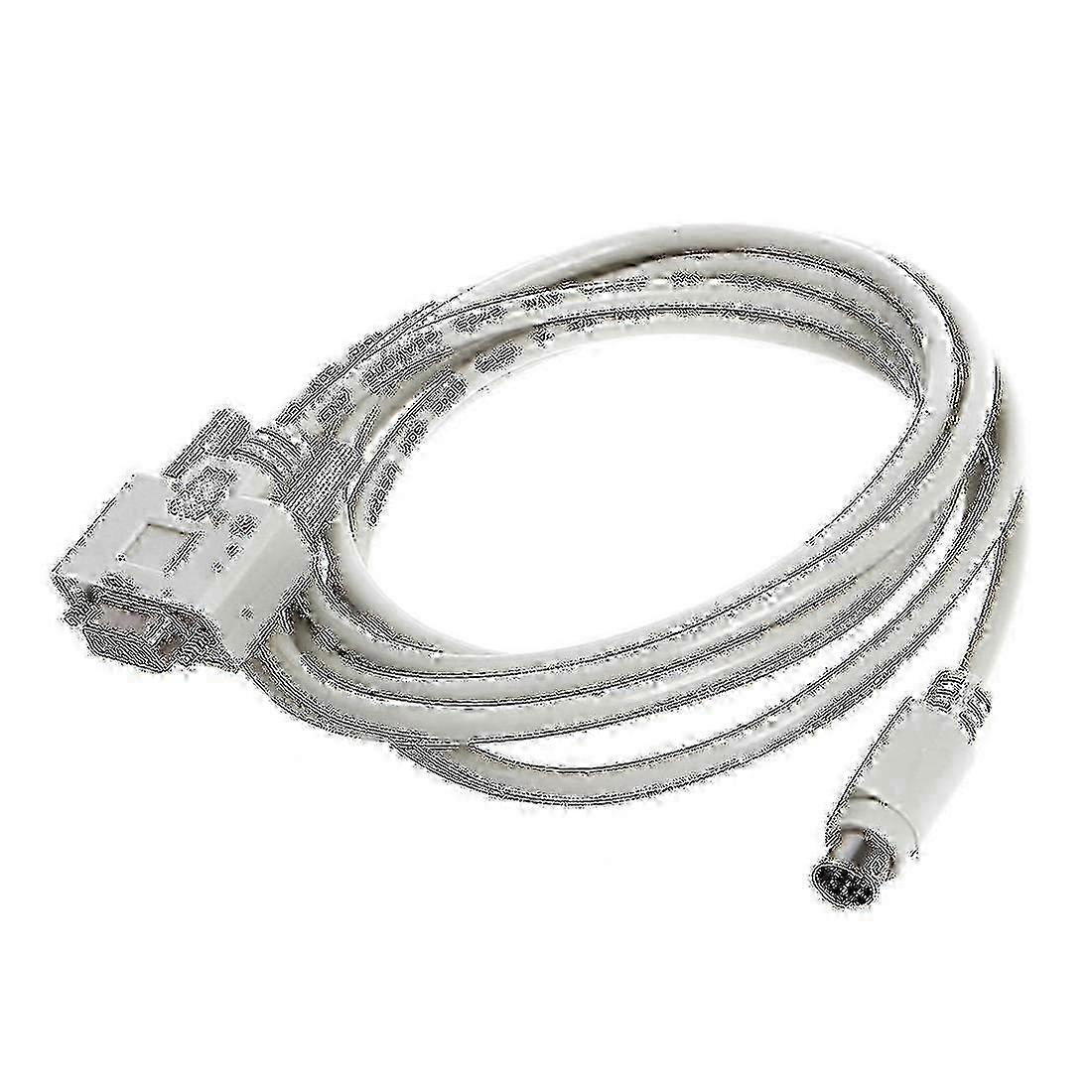 RS232 Programming Cable for PLC, DB9P to 8P Mini Din, 8.2ft