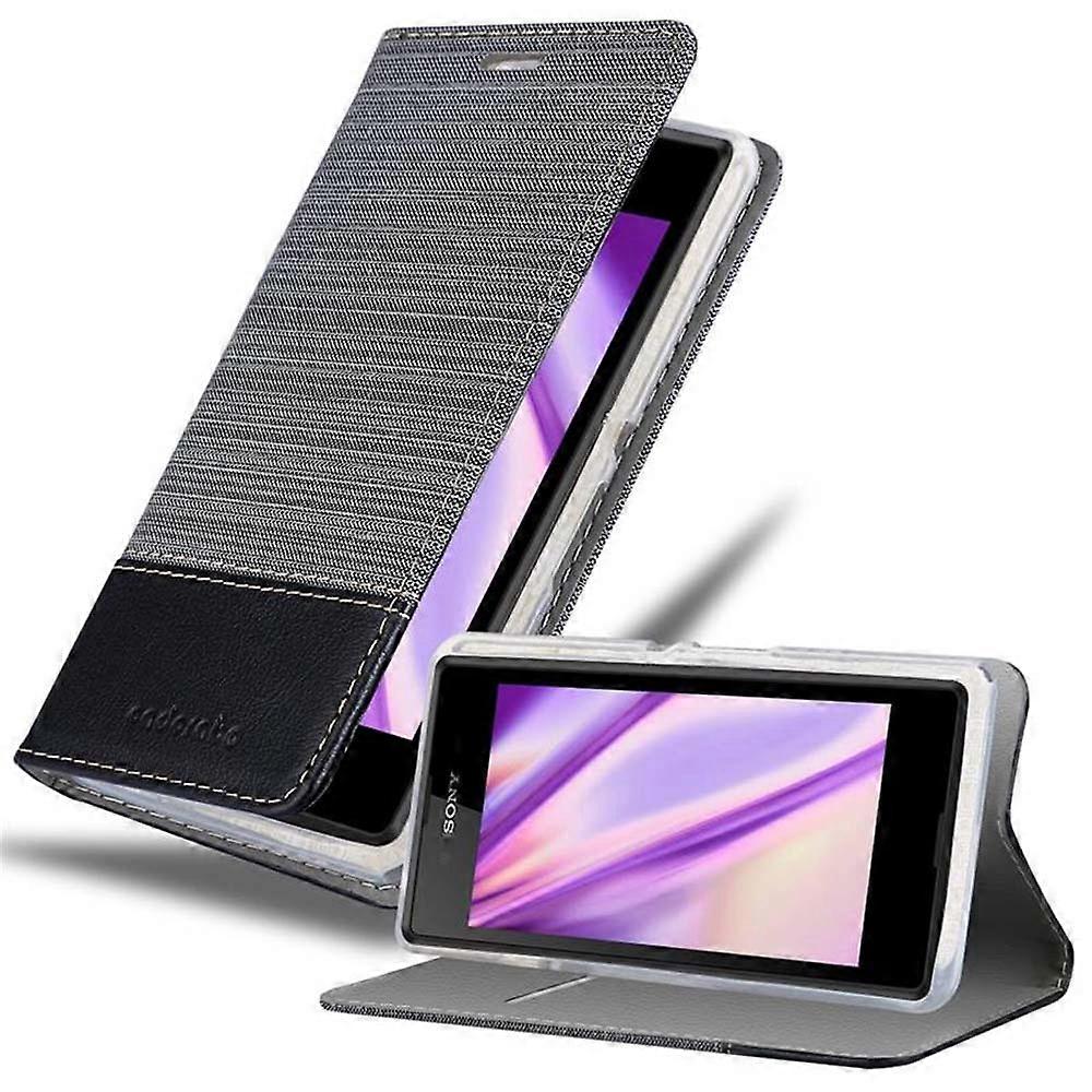 Case compatible with Sony Xperia E3 - protective case in denim look and stand function