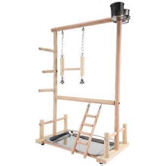 Papegaaien Speeltuin, Natuurlijke Houten Papegaai Baars Gym Play Stand Parkiet Ladders met Feeder Cups en