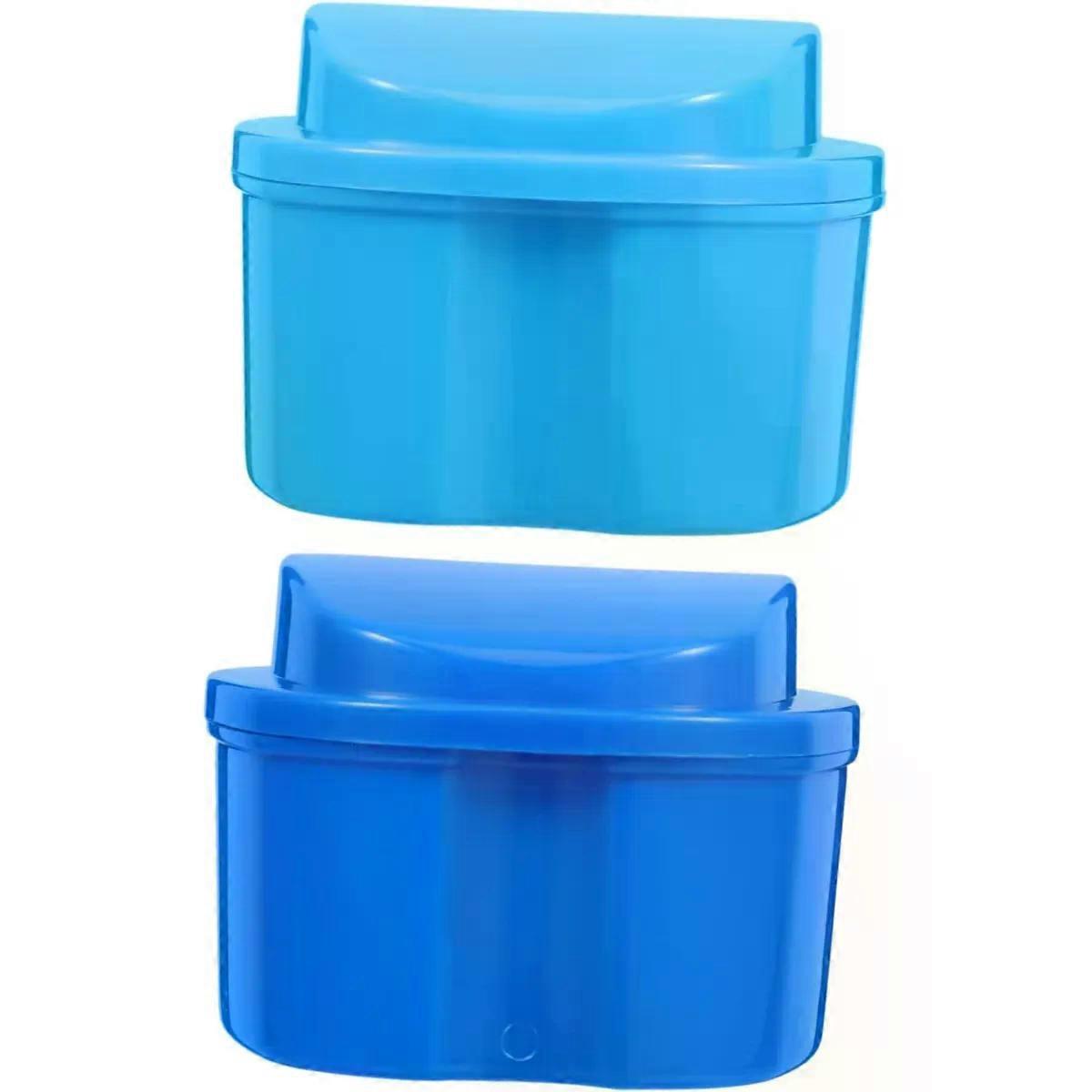 Portable Denture Case with Filter Layer Pp 2 Pack for Daily Use