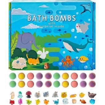 20-Pack Kids Bath Bombs Gift Set with Surprise Toys Inside, 930g Natural Essential Oil Fizzing Bath Bombs for Children td