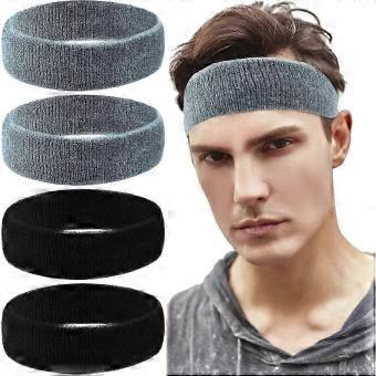 4 Pcs Sports Headband Sweatband Headbands for Men Women Non-Slip Running Headband Cotton Terry Cloth Sweat Stretchy Wicking Hairband-way1