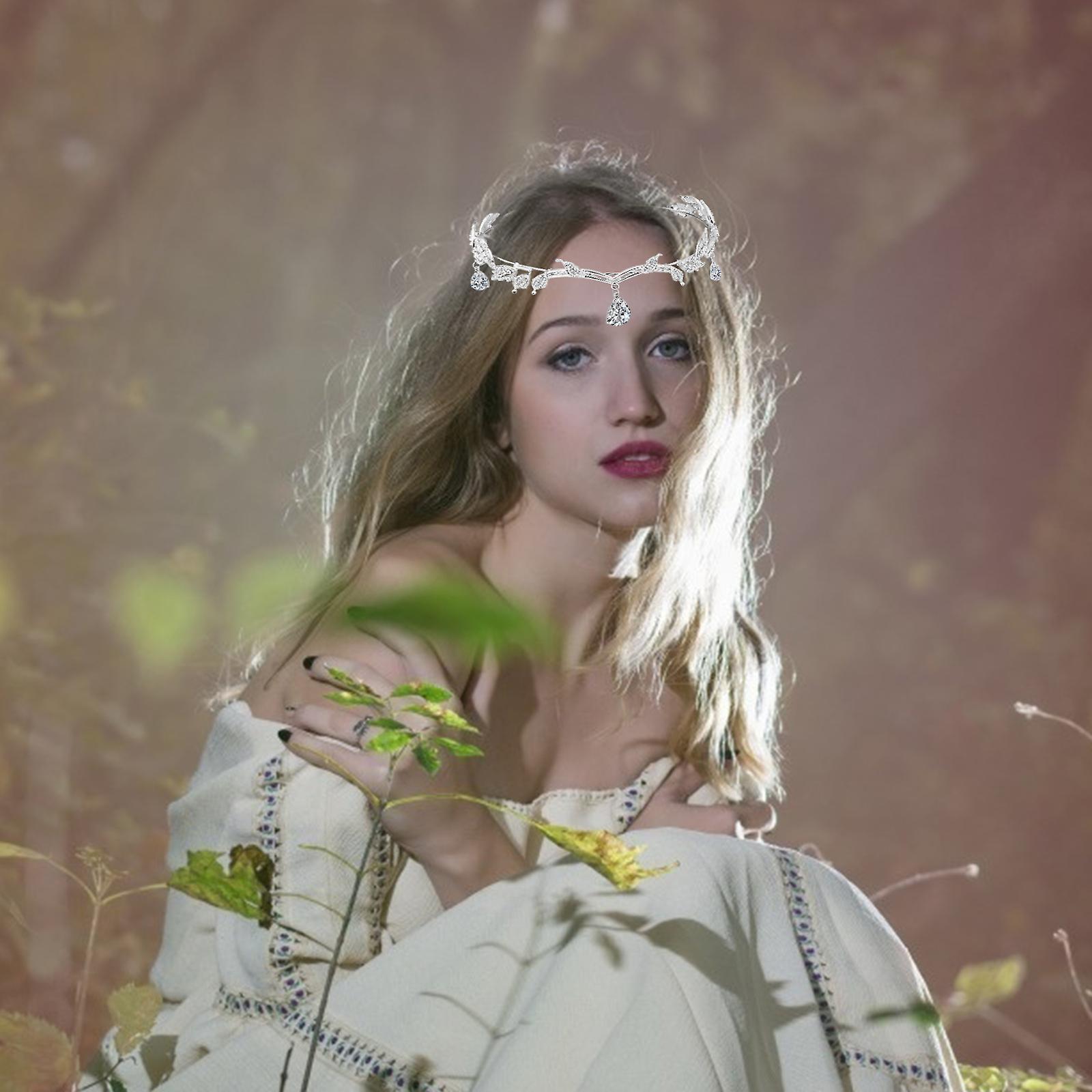 Rhinestone Leaf Headband And Fairy Ear Cuff