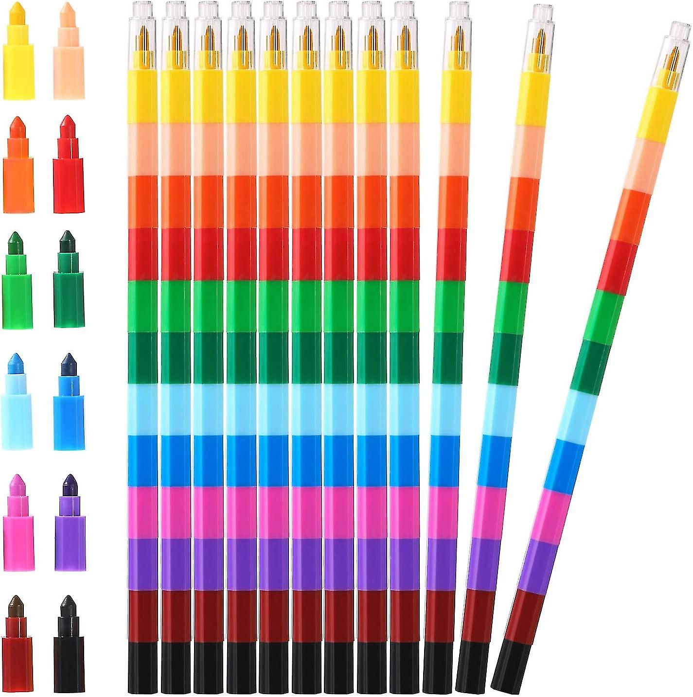 Stacking Crayons Stackable Buildable Crayons Colored Crayons For School Office Supplies (12 Count)
