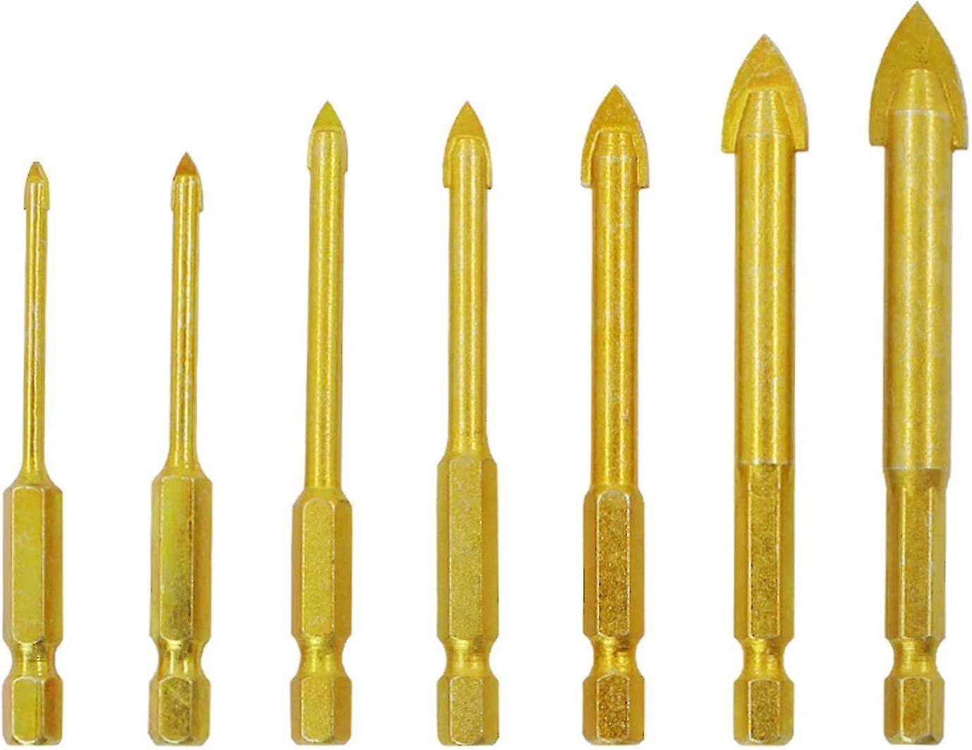 7 Pcs Tile Drill Bit, Concrete,diameter 3/4/5/6/8/10/12mm Tile 1/4" Hex Spear Head