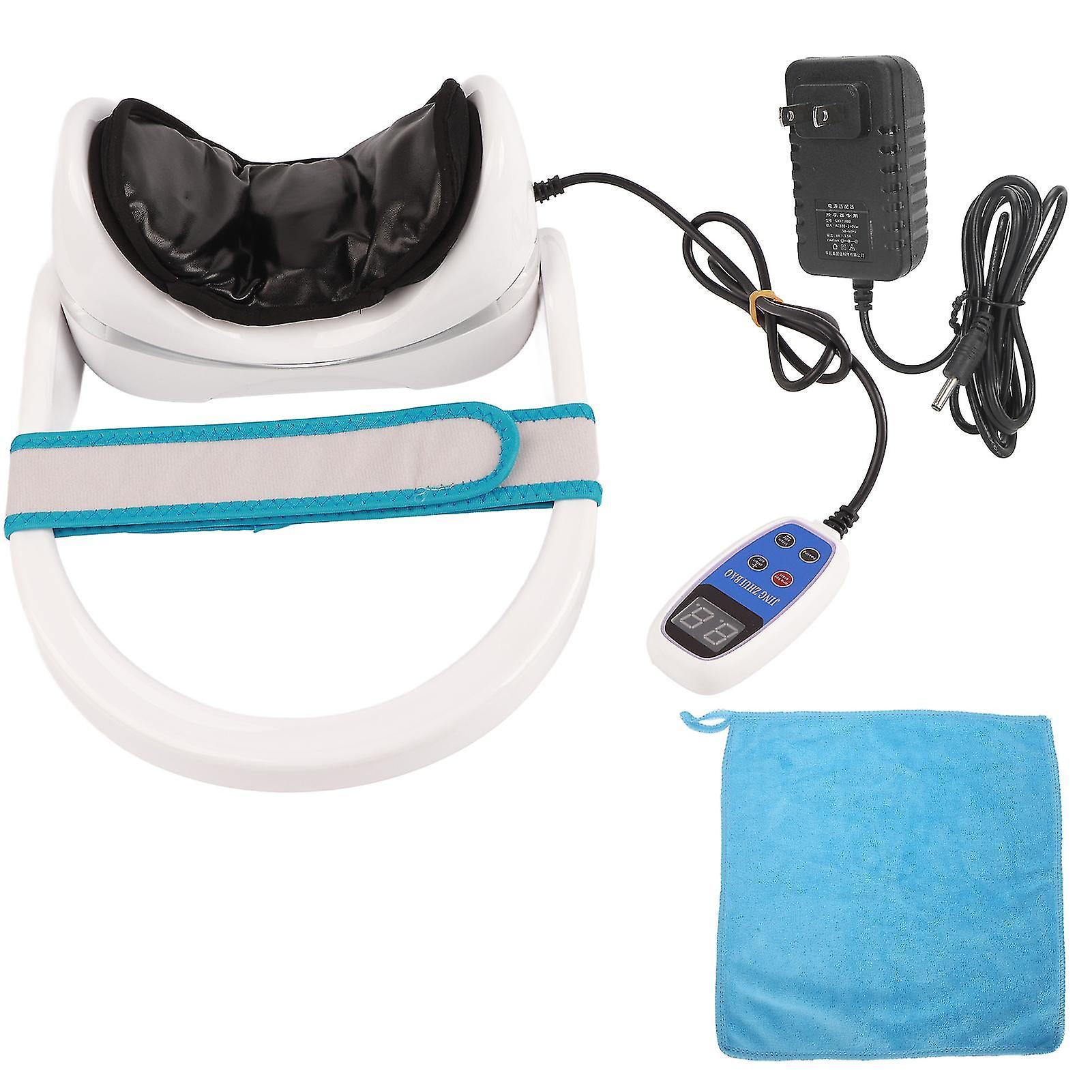 Spinal Massager Cervical Neck Four Button Control Electric Cervical Spine Massage Traction Instrument Us Plug 110240vwhite