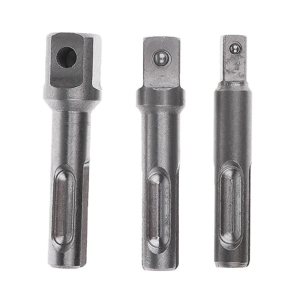 3Pieces SDS Plus Socket Driver Set Drills Drill Bit Adaptor 1/4" 3/8" 1/2"