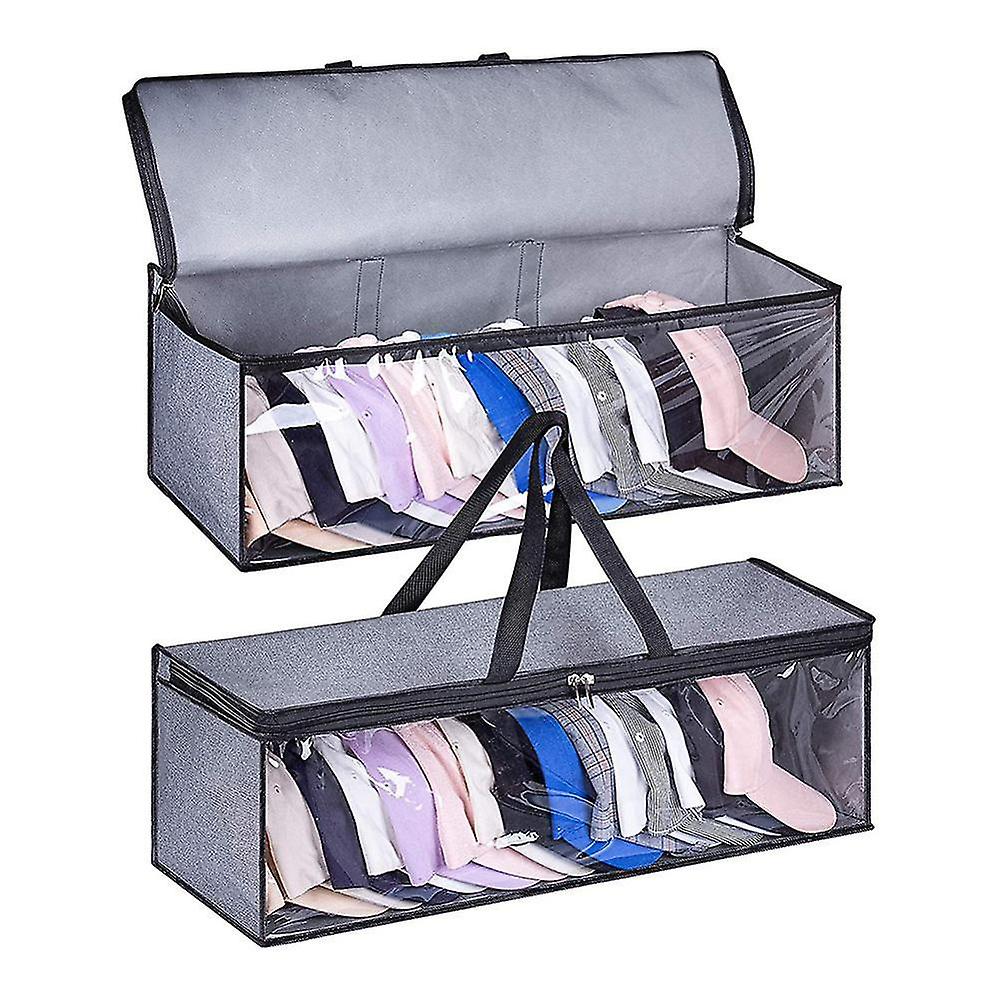 2pcs Wide Hat For Baseball Caps Organizer With 2 Sturdy Handles Hat Racks Holder Capbox Stackable