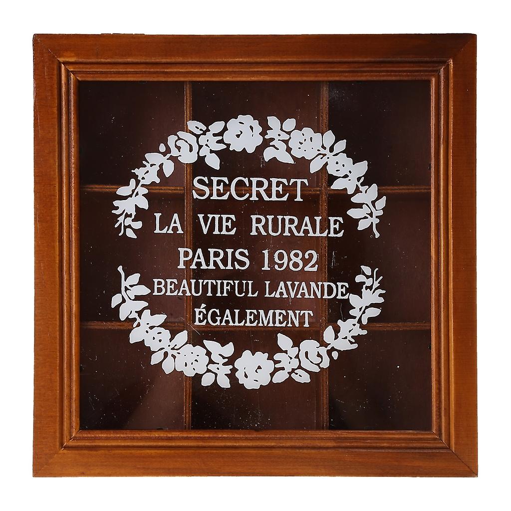 Compartiments carrés en bois de 9 sections pour bagues, boucles d’oreilles, collier