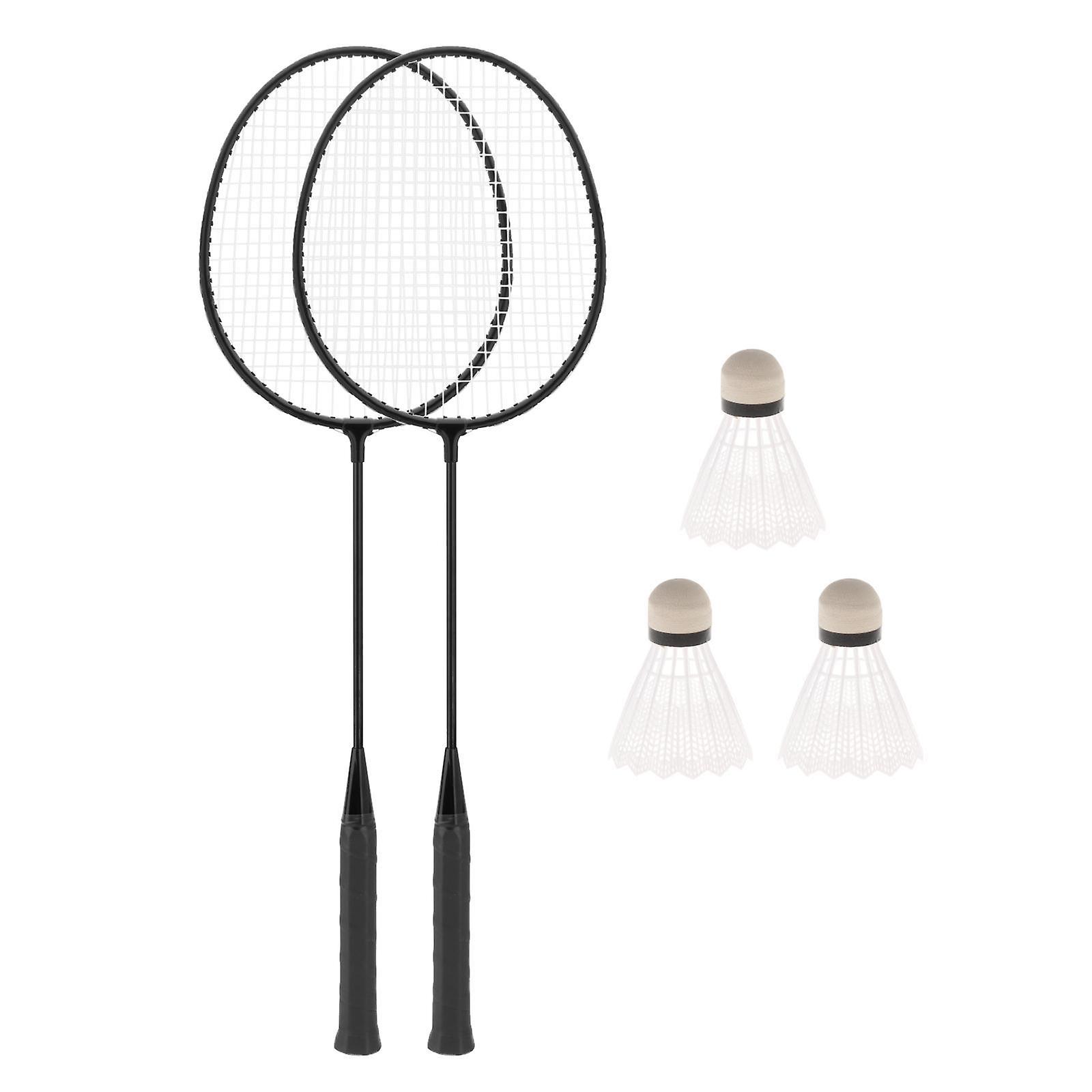 2st Badminton Racketar med 3 Nylon Bollar Familjeträning Badminton Racketar Svart