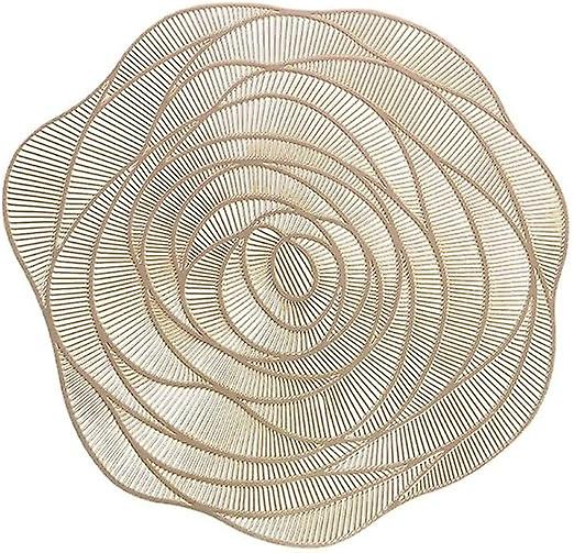 Round Table Hollowed Out Gold Pvc Coaster Hollow Round Table Placemats Round Coaster Reusable Table Mat For