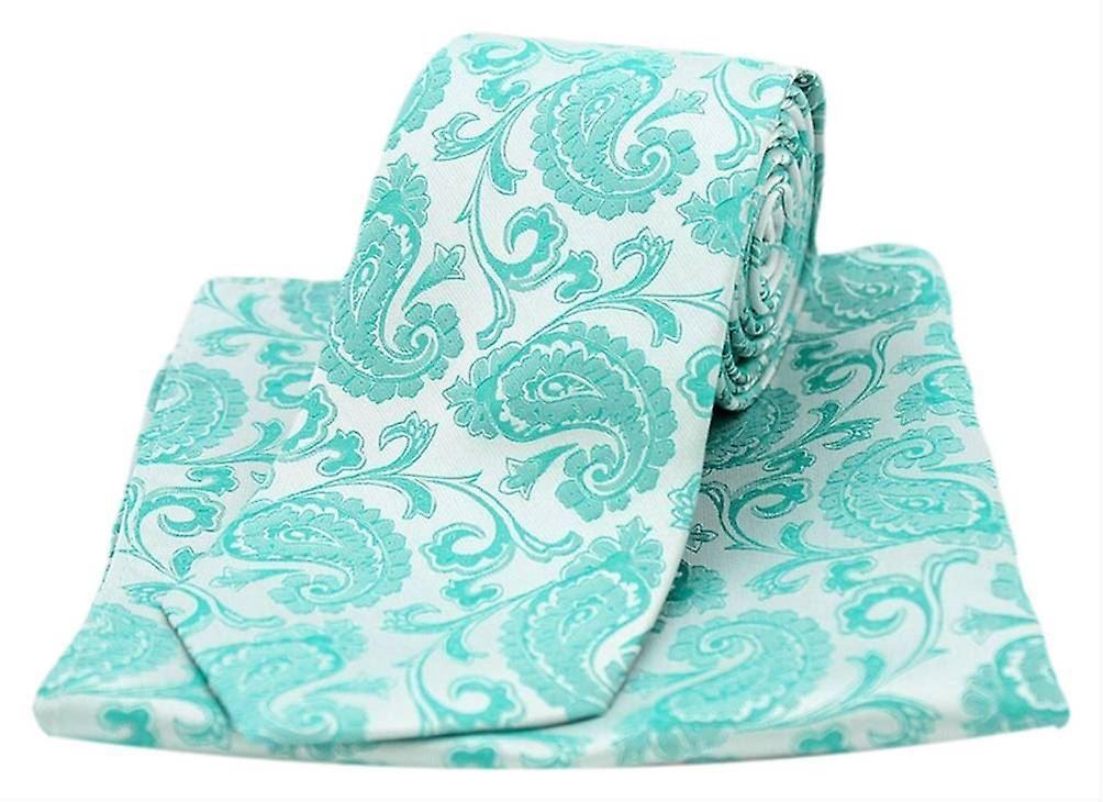 David Van Hagen Paisley Silk Tie and Pocket Square Set - Persian Green