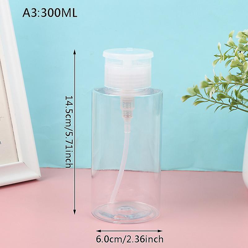 150/200/300ML Reusable Empty Plastic Nail Art Polish Remover Pumping Bottle Tool