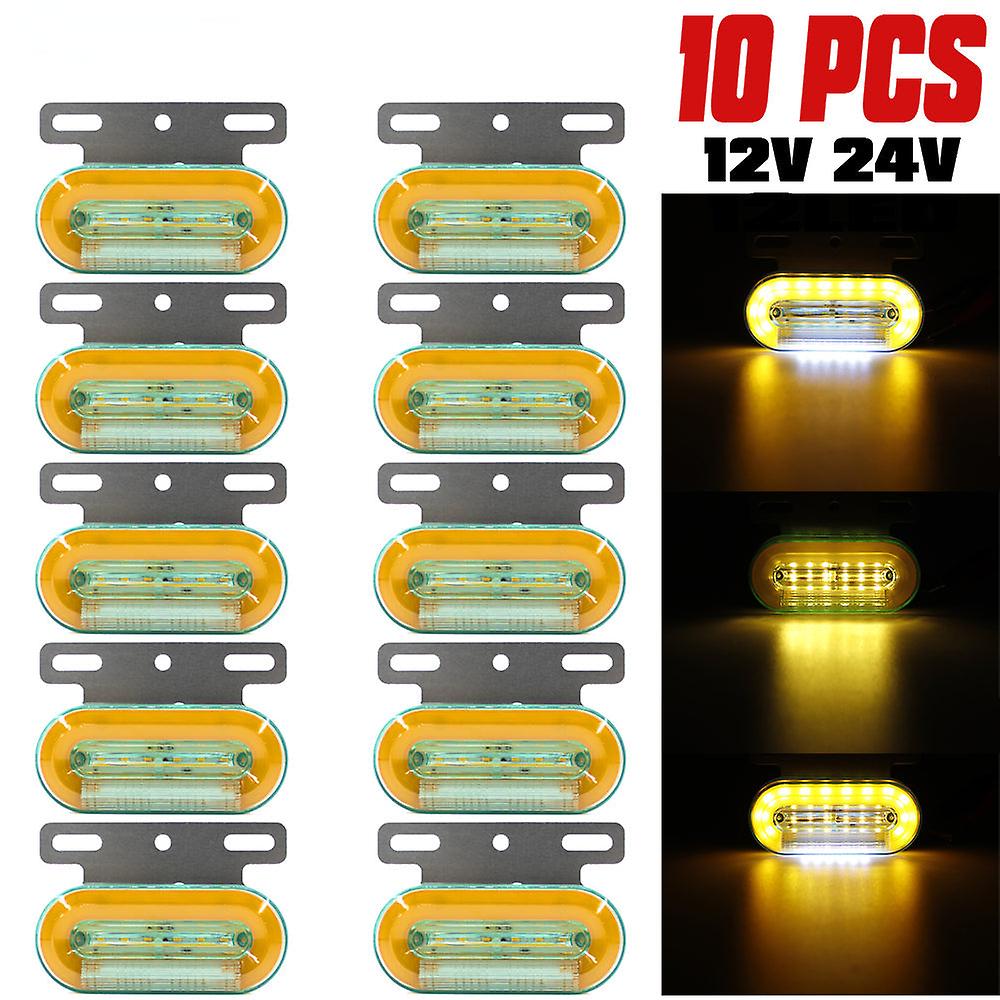10Pcs 12v 24v 24 Led Car Side Marker Lights External Lights Signal Indicator Lamp Warning Tail Light 3 Modes Truck Trailer Lorry