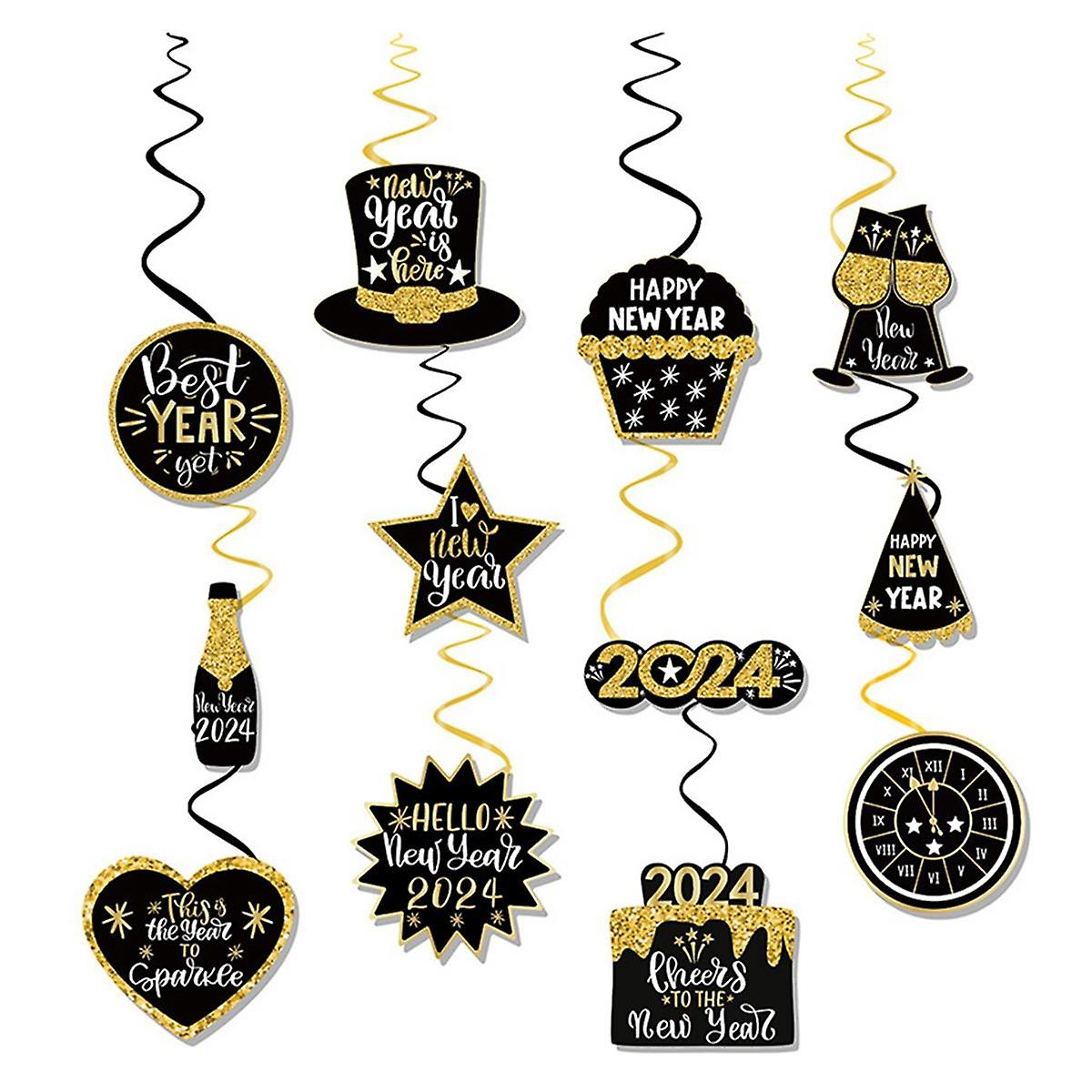 2024 New Year Spiral Hanging Decoration Happy New Year Party Decoration Supplies Hanging Decoration