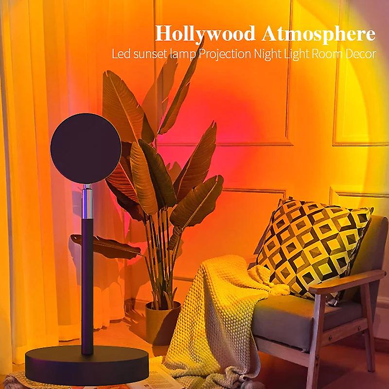 מנורת שקיעה קשת מקרן אור לילה הקרנת שקיעה מנורת שולחן led לאווירת חדר השינה קישוט מנורת קשת אור