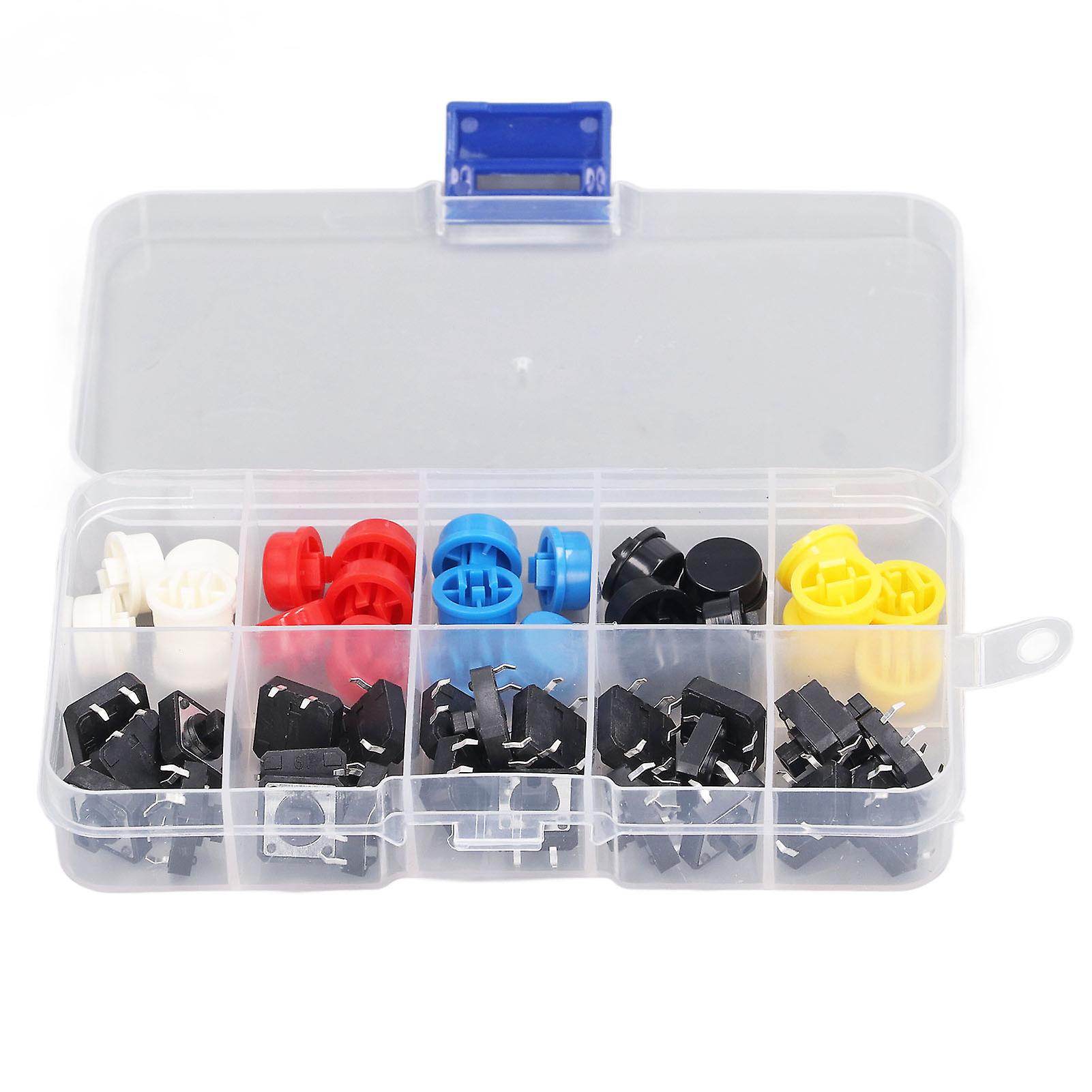 25pcs 12x12x7.3mm 4 Pin Momentary SMD PCB Round Tact Switch with Cap