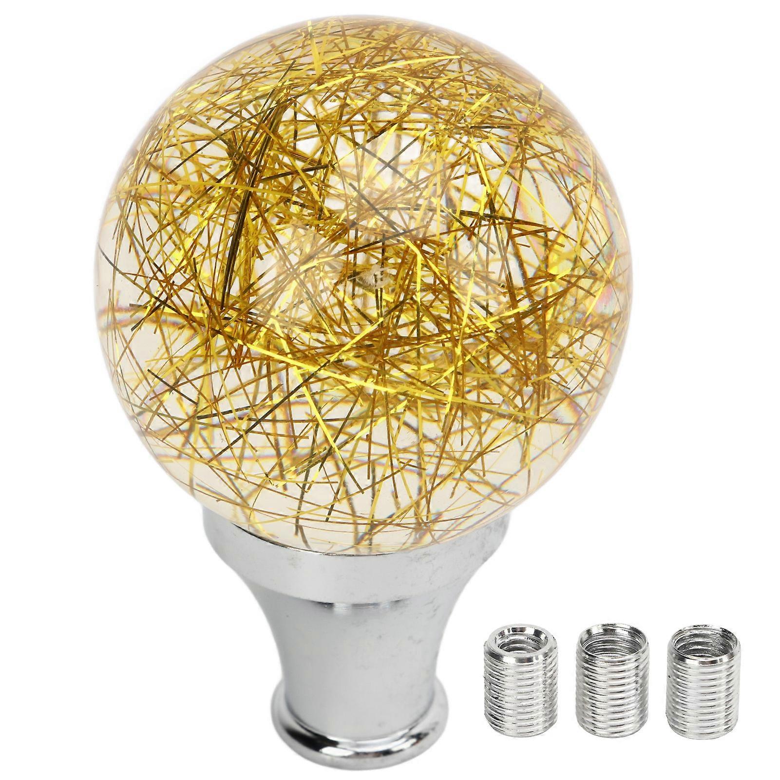 Universal Round Ball Shift Knob, Modified Gear Shifter Head Manual Transmission Shift Lever Knob with 8mm 9mm 10mm Adapter(yellow)