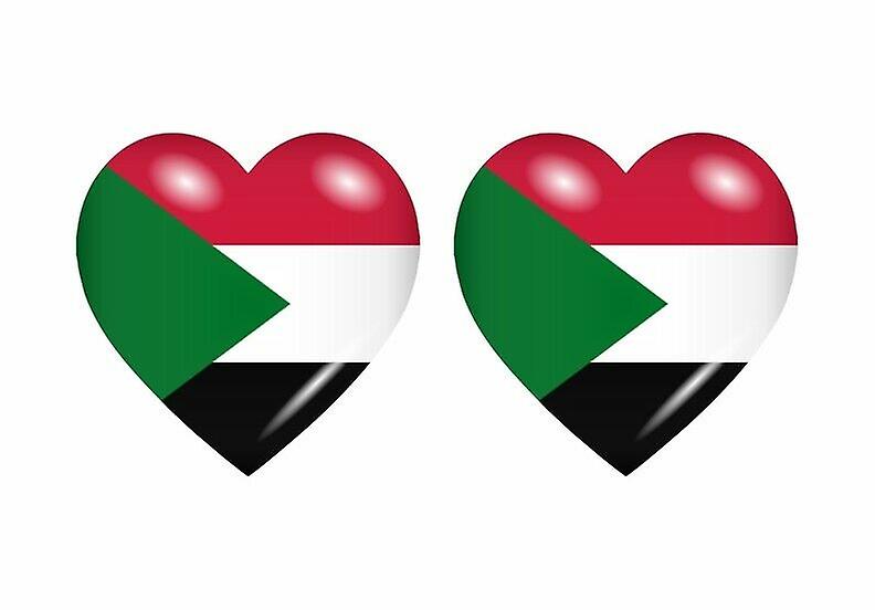2x Stick sticker flag heart SOUTH sudan