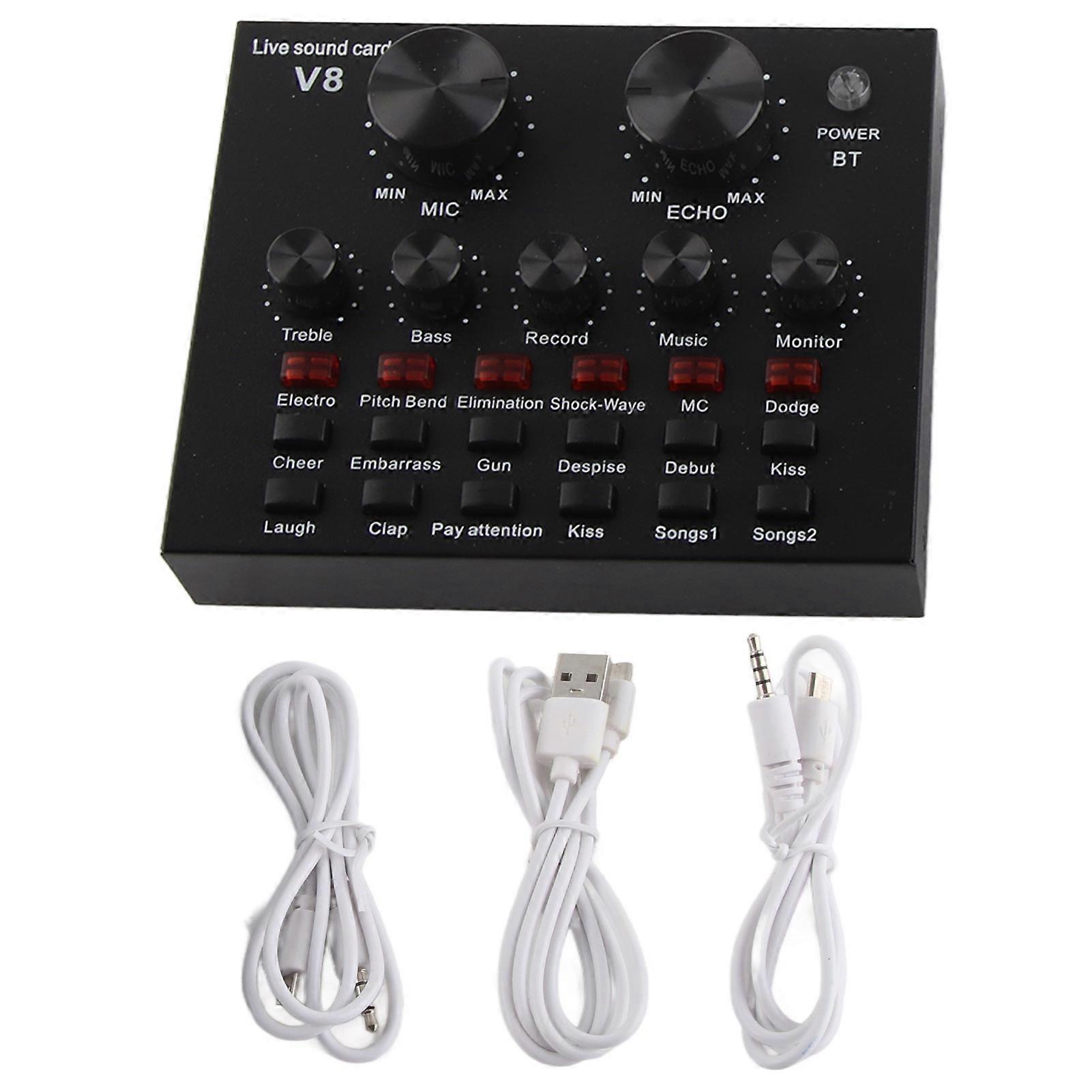 Live Broadcast Sound Card for Computer and Mobile, 112 Electric Sound Effects, Dual Device Audio Mixer for Streaming and Recording