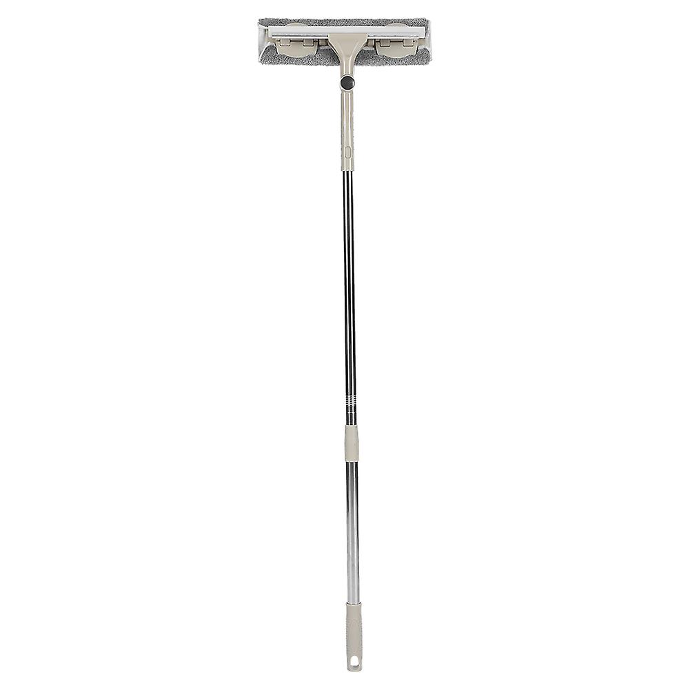 Khaki Double sided Long Rod Rotate Window Cleaner Wiper Squeegee Cleaning Brush Cleaning Tool