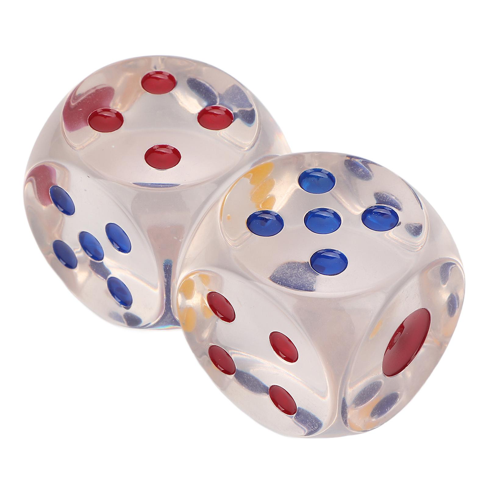 2 个骰子塑料透明防水抗氧化数字点 6 面骰子用于棋盘游戏教育 3.5 厘米