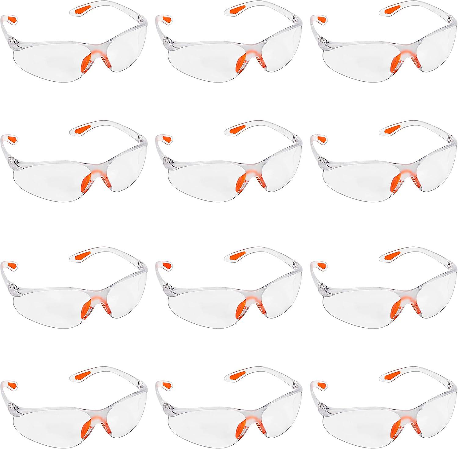 12 Pack Safety Goggles Clear with Rubber Inserts on Nose and Ears for Safe Protection - Eye Goggles