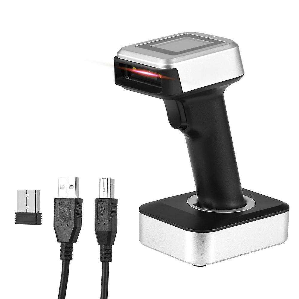 2D 1D QR Barcode Scanner with Screen Display with Charging Base 3 in 1 BT & 2.4GHz Wireless & Wired 